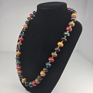 Multicolor Wood Beaded Necklace